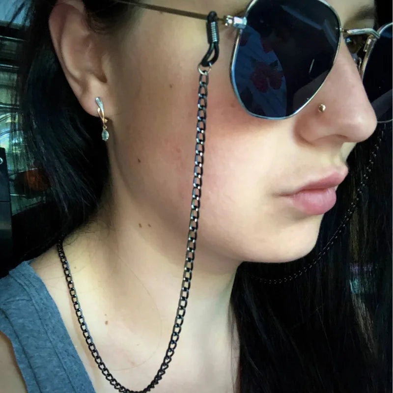 Fashion black Metal Glasses Chain Men Chain For Glasses Lanyard Hold Straps Women Sunglasses Accessories