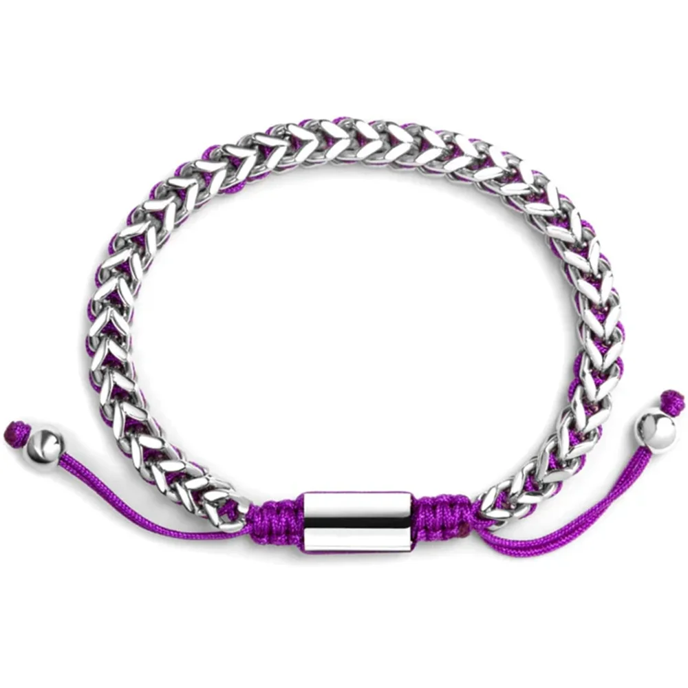 Mens Hand-Woven Chains Bracelet Adjustable Franco Macrame Braided men bracelet Women Jewelry Stainless Steel Chains Bracelet