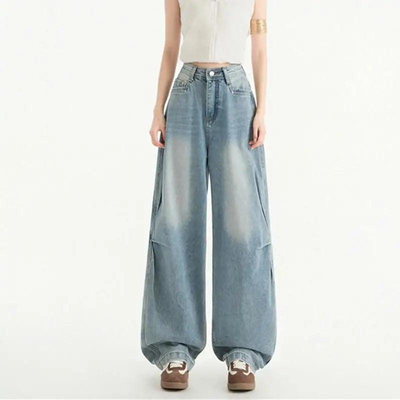 FINEWORDS Retro High Waist Casual Wide Leg Jeans Women Korean Streetwear Easymatch Jeans Easymatch Highstreet Baggy Jeans