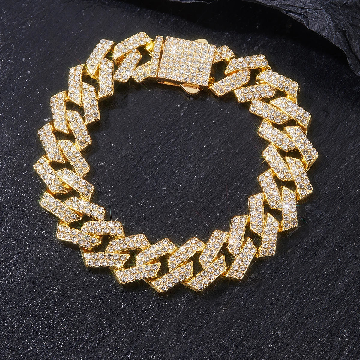 Mens Cuban Link Chain Miami Cuban Necklace 18K Gold Silver Chain Diamond Cut Chains for Men Women 15mm Iced Out Hip Hop Jewelry