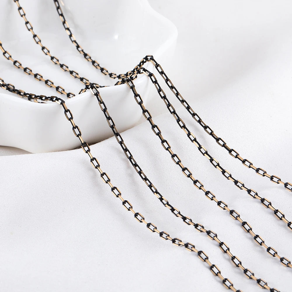 2M 1M Slim Frame Black and Gold Connection Chain for DIY Bracelet Necklace Eyewear Decorative Chain Jewelry Making Accessories