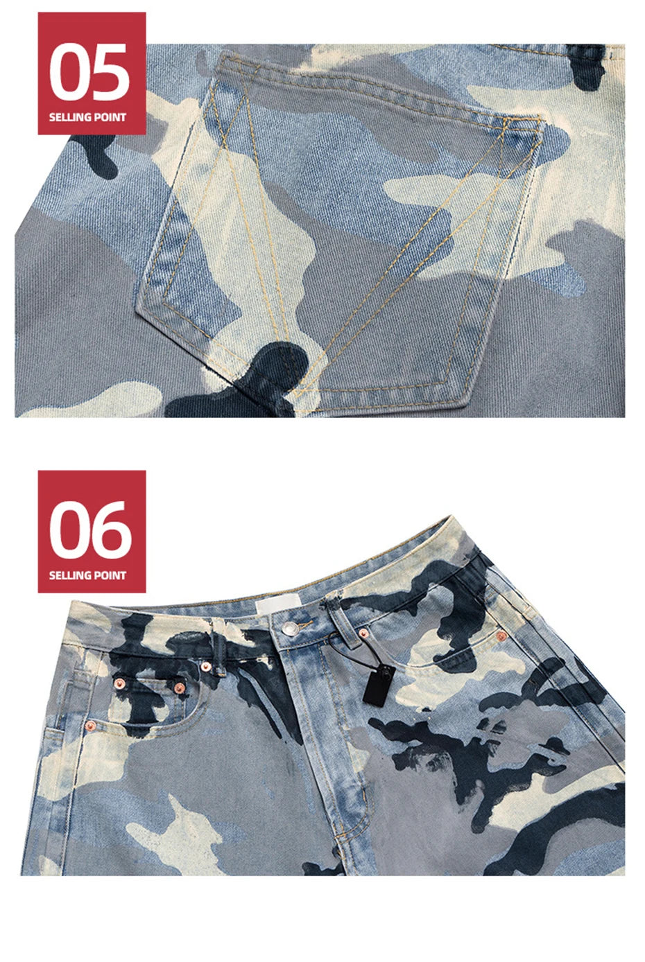 Camouflage Baggy Jeans Men Wide Leg Loose Casual Denim Pants Streetwear Harajuku Hip Hop Jeans Trousers