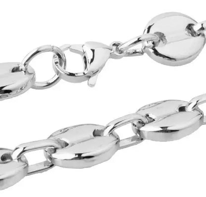 Mens Link Chain Stainless Steel Huge 11mm  Men's Coffee Bean Chain Necklace Bracelet Mens Womens Necklace 8-40''
