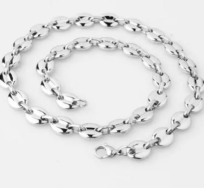 Mens Link Chain Stainless Steel Huge 11mm  Men's Coffee Bean Chain Necklace Bracelet Mens Womens Necklace 8-40''