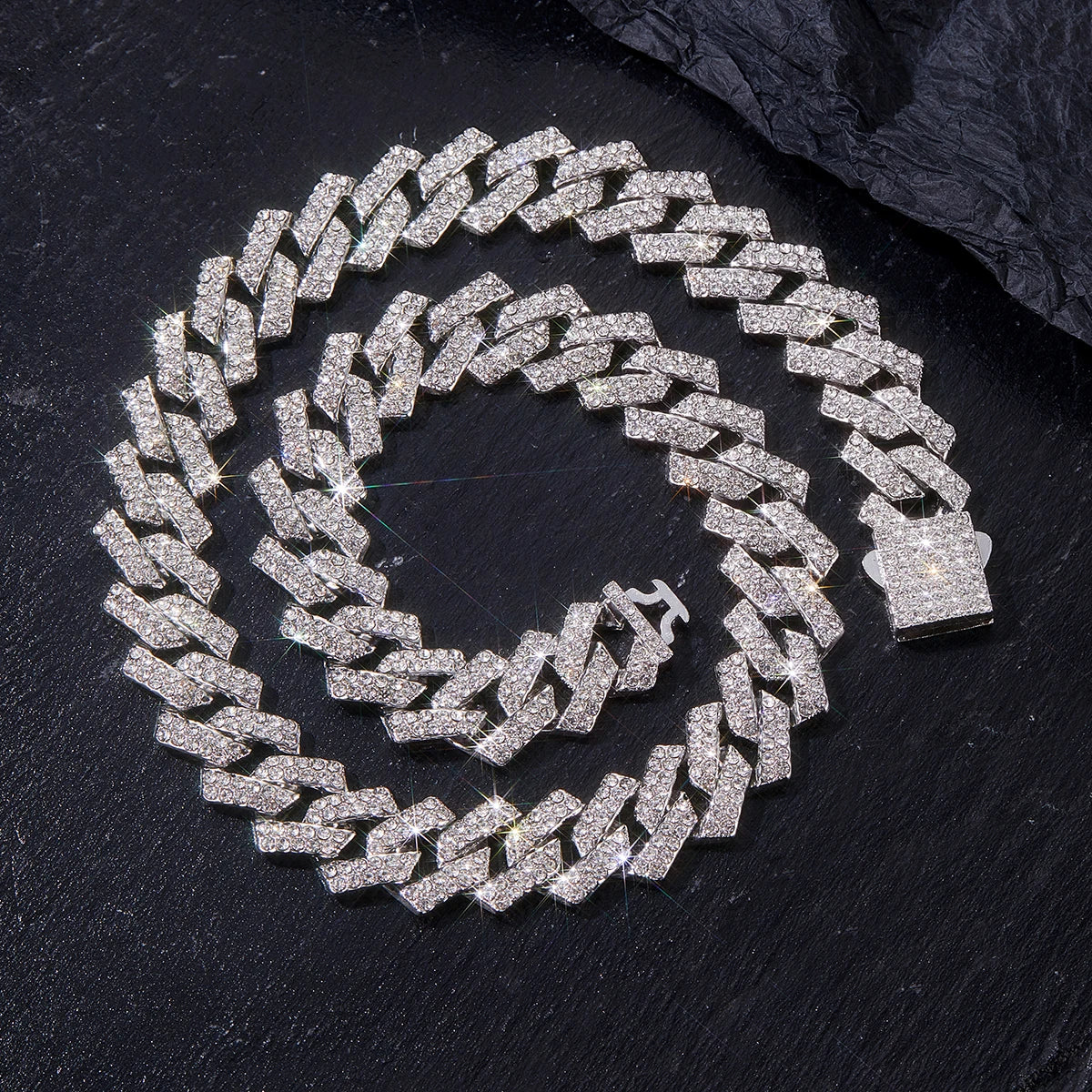 Mens Cuban Link Chain Miami Cuban Necklace 18K Gold Silver Chain Diamond Cut Chains for Men Women 15mm Iced Out Hip Hop Jewelry