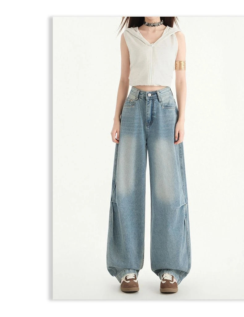FINEWORDS Retro High Waist Casual Wide Leg Jeans Women Korean Streetwear Easymatch Jeans Easymatch Highstreet Baggy Jeans