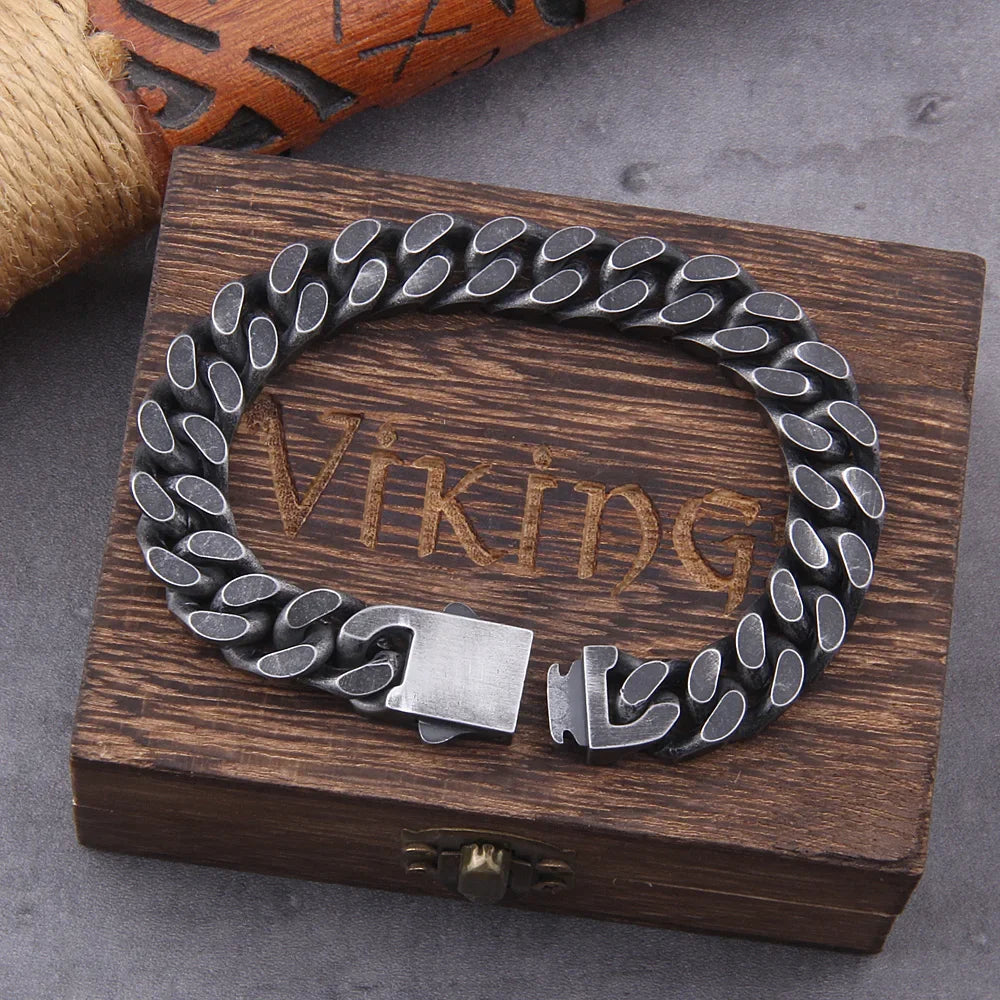 Man Bracelet Homme 12MM Wide Stainless Steel Curb Chain Charm Bracelets Hand Bands for Men Vintage Mens Jewellery Accessories