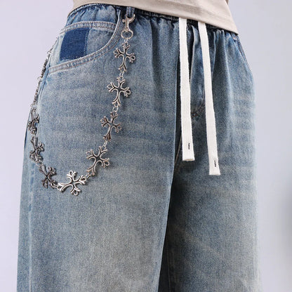 European and American metal chain jeans chain men's hip-hop high-end cross-border men's cross waist chain jeans chain