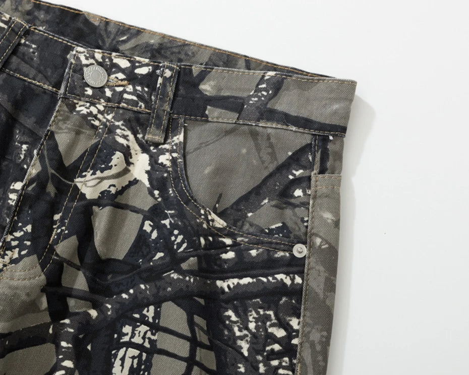 Twigs Graphic Jeans Vintage Loose Straight Denim Pants Men Streetwear Harajuku Hip Hop Baggy Jeans