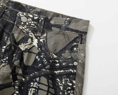 Twigs Graphic Jeans Vintage Loose Straight Denim Pants Men Streetwear Harajuku Hip Hop Baggy Jeans