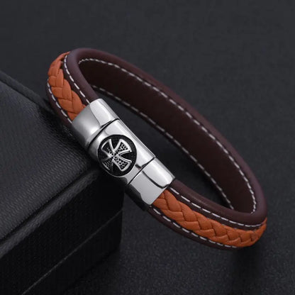 New Fashion Unique Cross Chain Link Men Women Charm Leather Bracelets Charm Sporty Bangles Jewelry Gift Pulsera