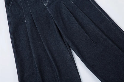 Pleated Baggy Jeans Men Loose Wide Leg Jeans Trousers Streetwear Harajuku Hip Hop Jeans Denim Pants