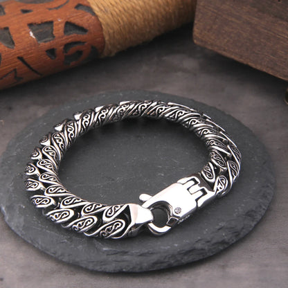 Man Bracelet Homme 12MM Wide Stainless Steel Curb Chain Charm Bracelets Hand Bands for Men Vintage Mens Jewellery Accessories