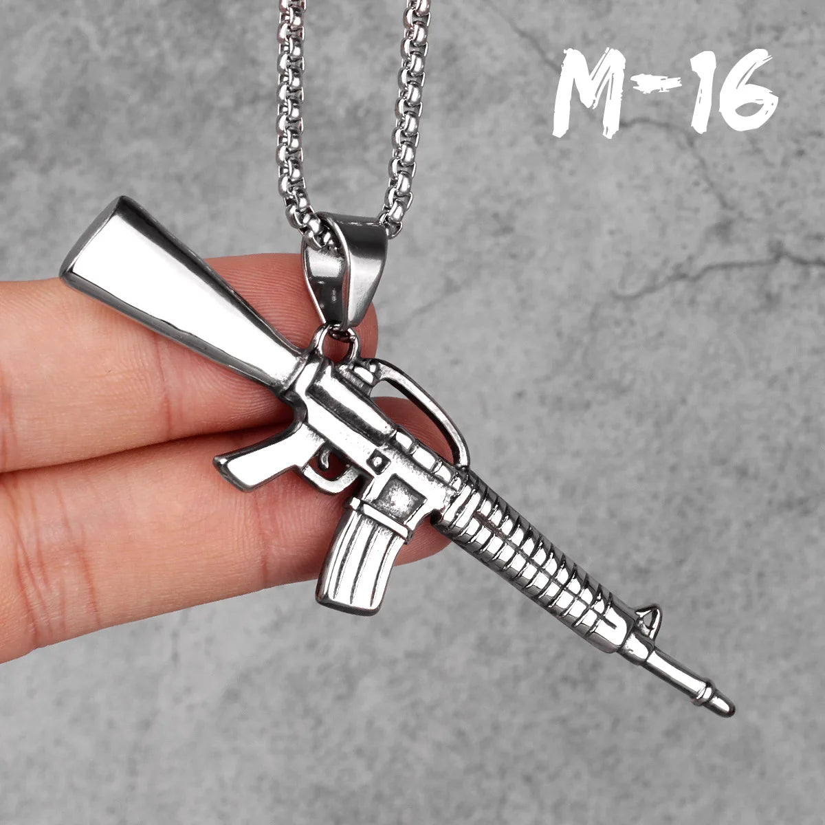 Machine Gun M16 Mens Long Necklaces Pendants Chain Punk Hip Hop for Boy Male Stainless Steel Jewelry Creativity Gift Wholesale