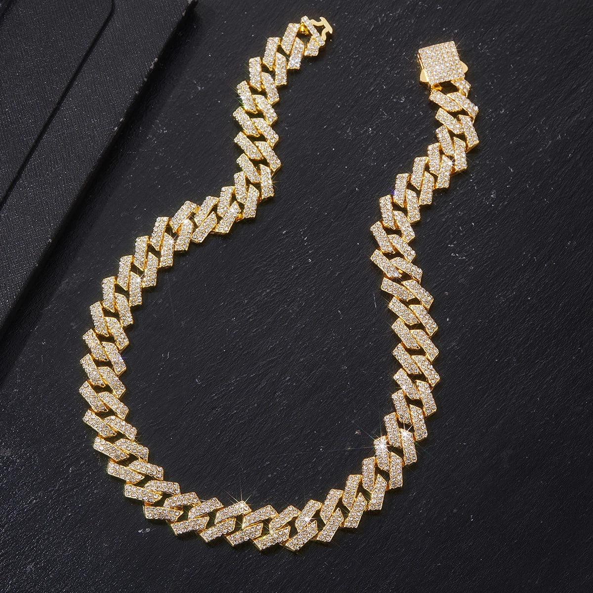 Mens Cuban Link Chain Miami Cuban Necklace 18K Gold Silver Chain Diamond Cut Chains for Men Women 15mm Iced Out Hip Hop Jewelry