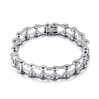 Mens Stainless Steel Biker Chain Bracelet Punk Bangles Motorcycle Bicycle Style Link Chain Fashion Jewelry