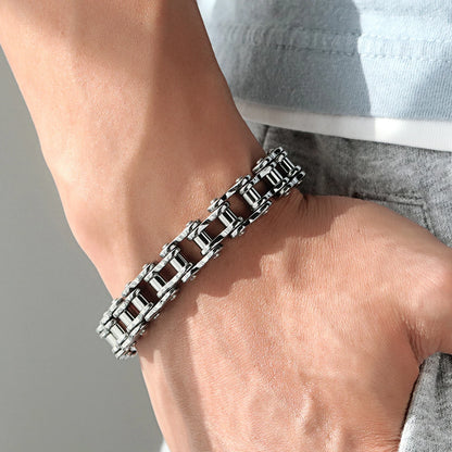 Mens Stainless Steel Biker Chain Bracelet Punk Bangles Motorcycle Bicycle Style Link Chain Fashion Jewelry