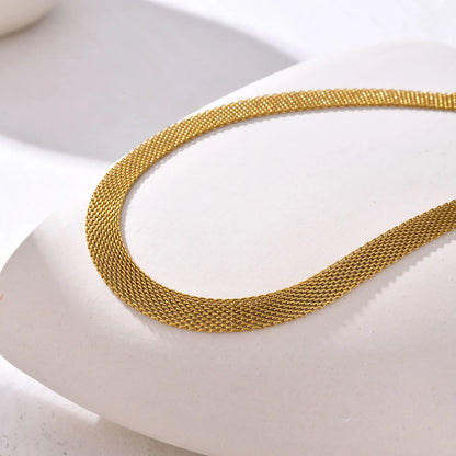 Mesh Chain Choker Necklace for Women, Gold Plated Stainless Steel Minimalist Jewelry