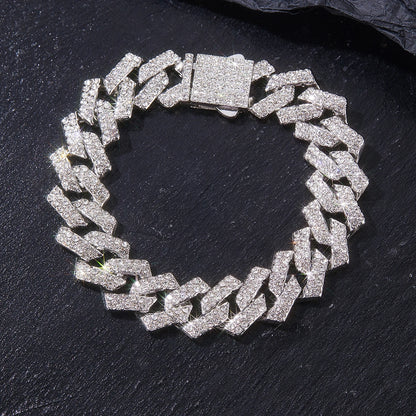 Mens Cuban Link Chain Miami Cuban Necklace 18K Gold Silver Chain Diamond Cut Chains for Men Women 15mm Iced Out Hip Hop Jewelry