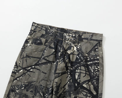 Twigs Graphic Jeans Vintage Loose Straight Denim Pants Men Streetwear Harajuku Hip Hop Baggy Jeans