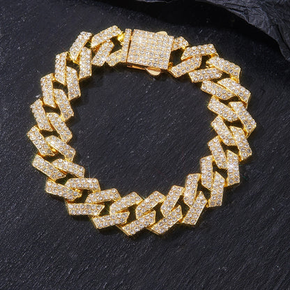 Mens Cuban Link Chain Miami Cuban Necklace 18K Gold Silver Chain Diamond Cut Chains for Men Women 15mm Iced Out Hip Hop Jewelry