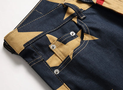 Kakan-y2k New Men's Printed Pattern Jeans, Baggy Jeans Go Out Light Luxury Long Jeans