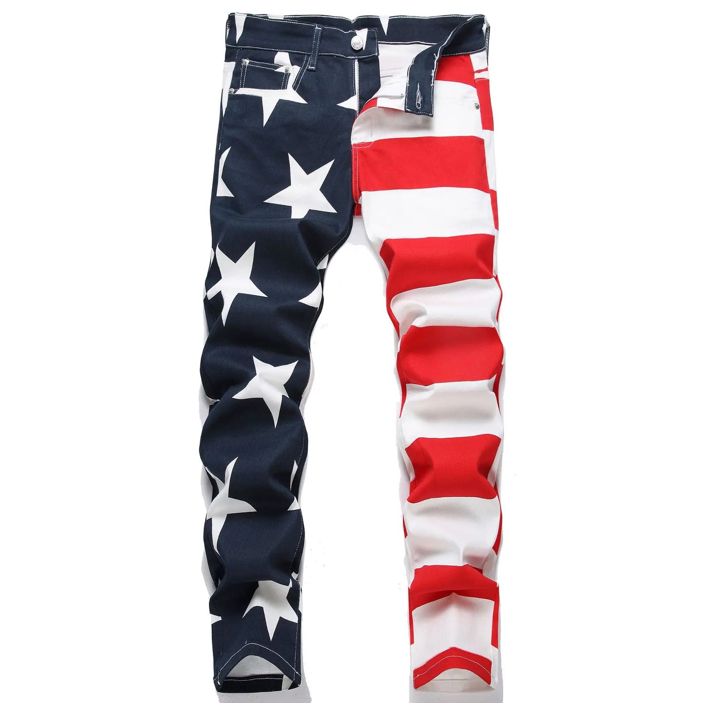 Kakan-y2k New Men's Printed Pattern Jeans, Baggy Jeans Go Out Light Luxury Long Jeans