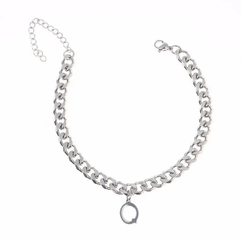 Mens Initials Links Bracelets Stainless Steel A-Z 26 Letters Alphabet Charm Chain Wristband Adjustable Casual Jewelry Gift
