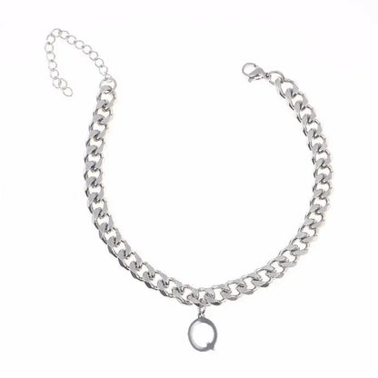 Mens Initials Links Bracelets Stainless Steel A-Z 26 Letters Alphabet Charm Chain Wristband Adjustable Casual Jewelry Gift