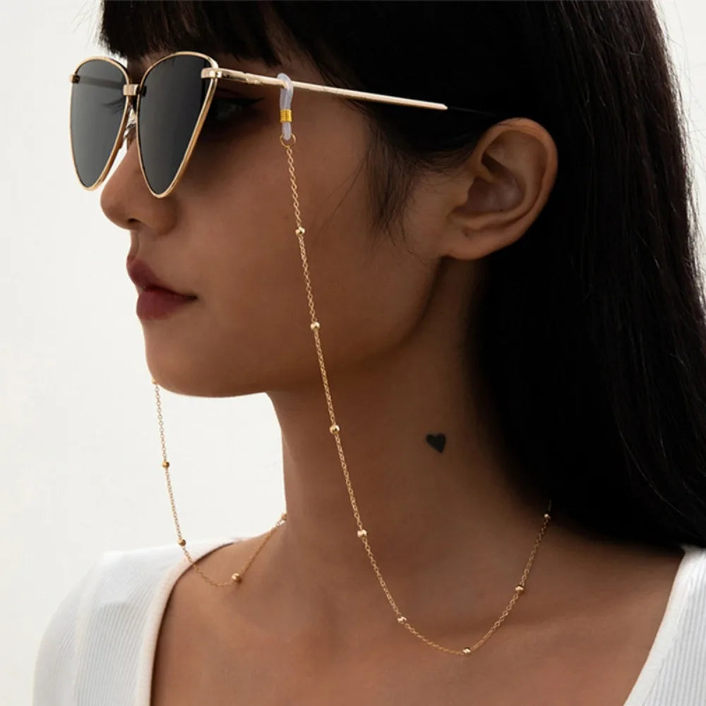 Metal Men Women Eyeglass Chains Sunglasses Reading Beaded Glasses Chain Eyewears Cord Strap Rope Female Glasses Chain