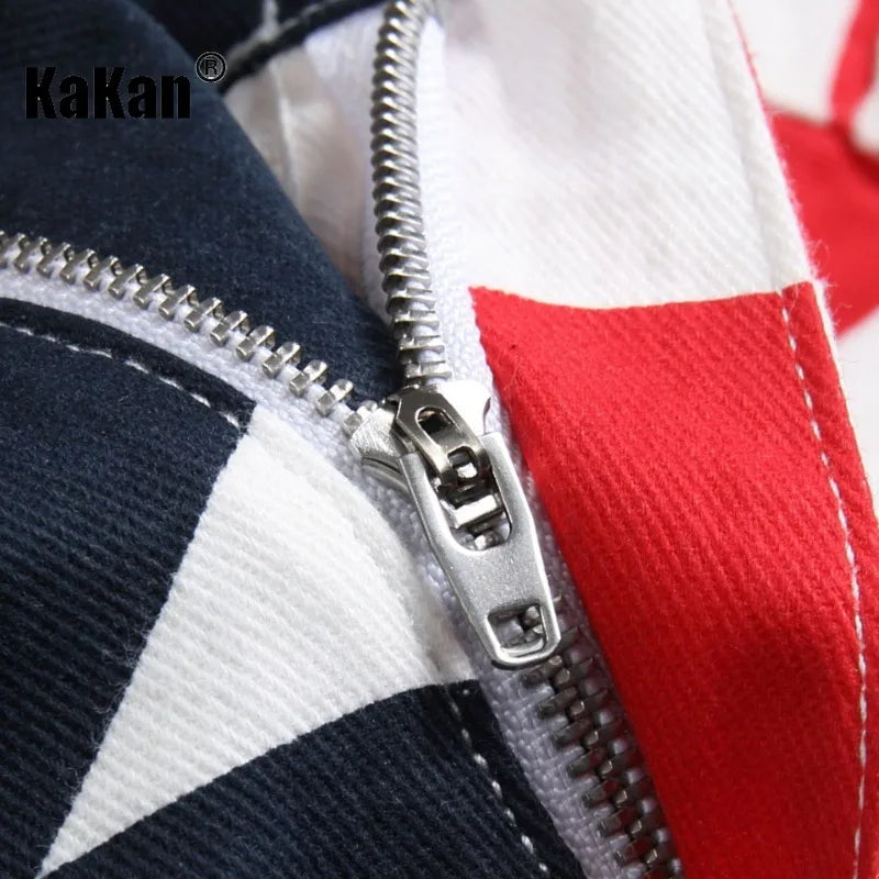 Kakan-y2k New Men's Printed Pattern Jeans, Baggy Jeans Go Out Light Luxury Long Jeans