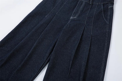 Pleated Baggy Jeans Men Loose Wide Leg Jeans Trousers Streetwear Harajuku Hip Hop Jeans Denim Pants