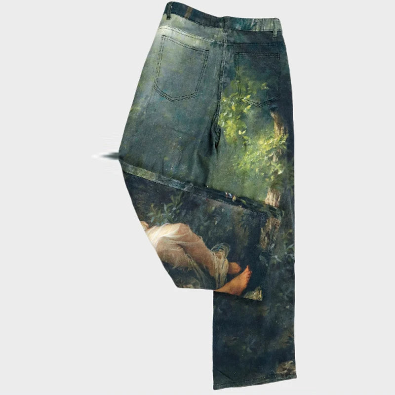 Kakan-y2k New Men's Printed Jeans, Baggy Jeans AC Style 3D Digital Printed Pattern Jeans