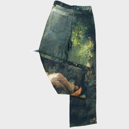 Kakan-y2k New Men's Printed Jeans, Baggy Jeans AC Style 3D Digital Printed Pattern Jeans