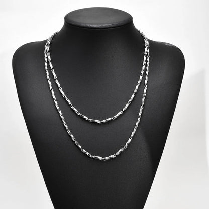 Mens Mobius Chain Necklaces Gifts Jewelry, Silver Color 4mm Wide Stainless Steel Geometric Twisted Links Choker Collar