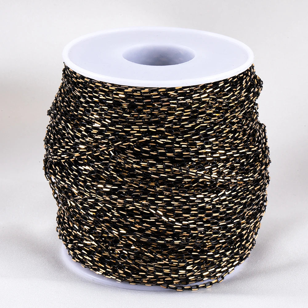 2M 1M Slim Frame Black and Gold Connection Chain for DIY Bracelet Necklace Eyewear Decorative Chain Jewelry Making Accessories