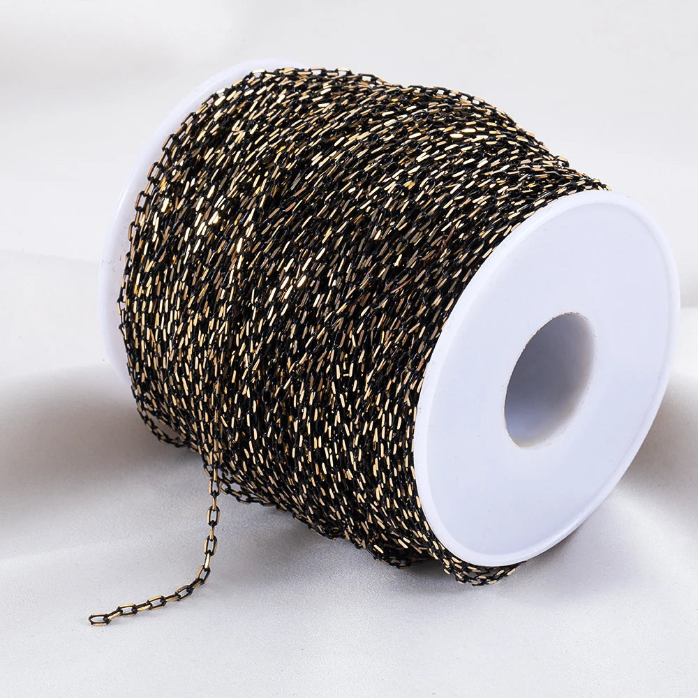 2M 1M Slim Frame Black and Gold Connection Chain for DIY Bracelet Necklace Eyewear Decorative Chain Jewelry Making Accessories