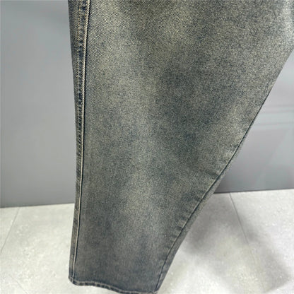 American Streetwear Baggy Jeans For Mens Clothing Vintage Distressed Gray Denim Pants Harajuku Casual Skateboard Pants Male