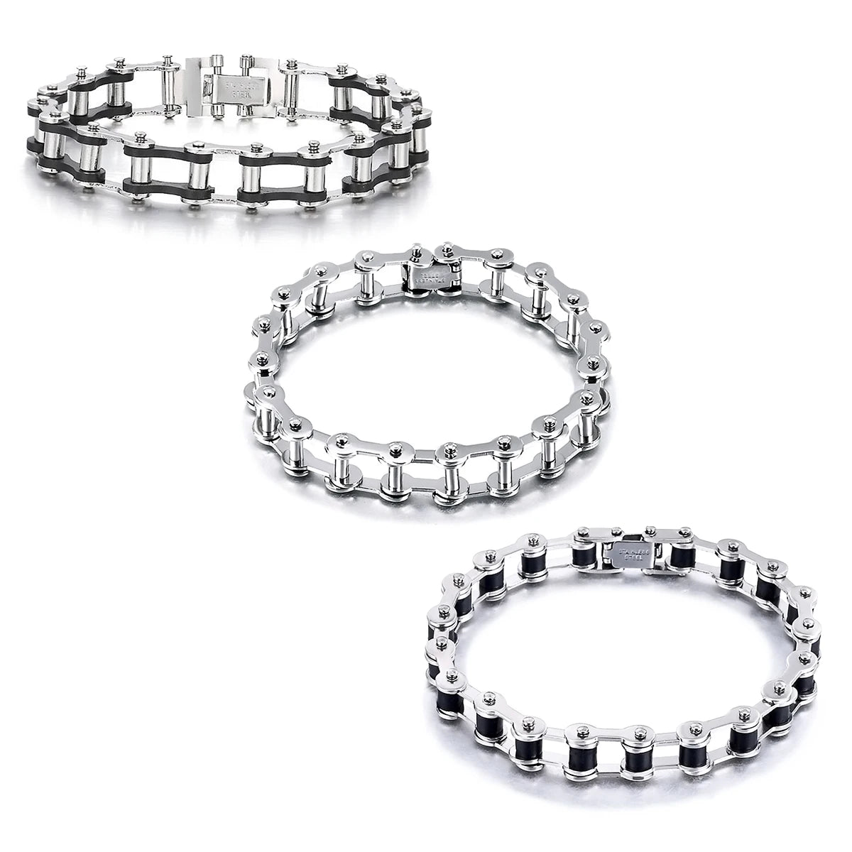 Mens Stainless Steel Biker Chain Bracelet Punk Bangles Motorcycle Bicycle Style Link Chain Fashion Jewelry