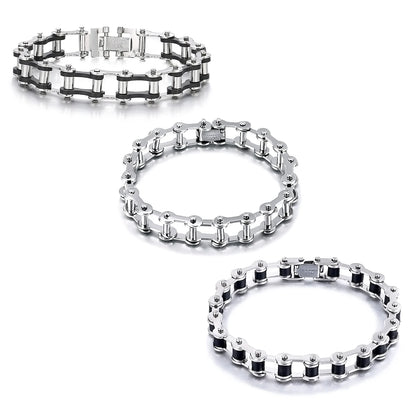 Mens Stainless Steel Biker Chain Bracelet Punk Bangles Motorcycle Bicycle Style Link Chain Fashion Jewelry