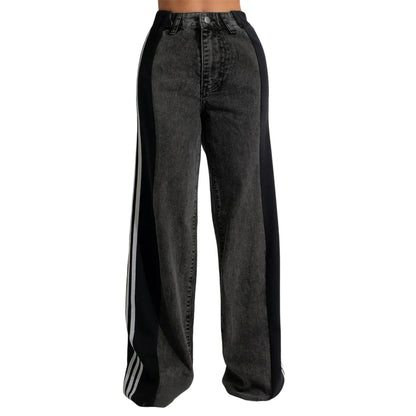 Women's Spring Summer Baggy Jeans Pants High Waist Loose Wide Leg Side Striped Denim Pants Streetwear