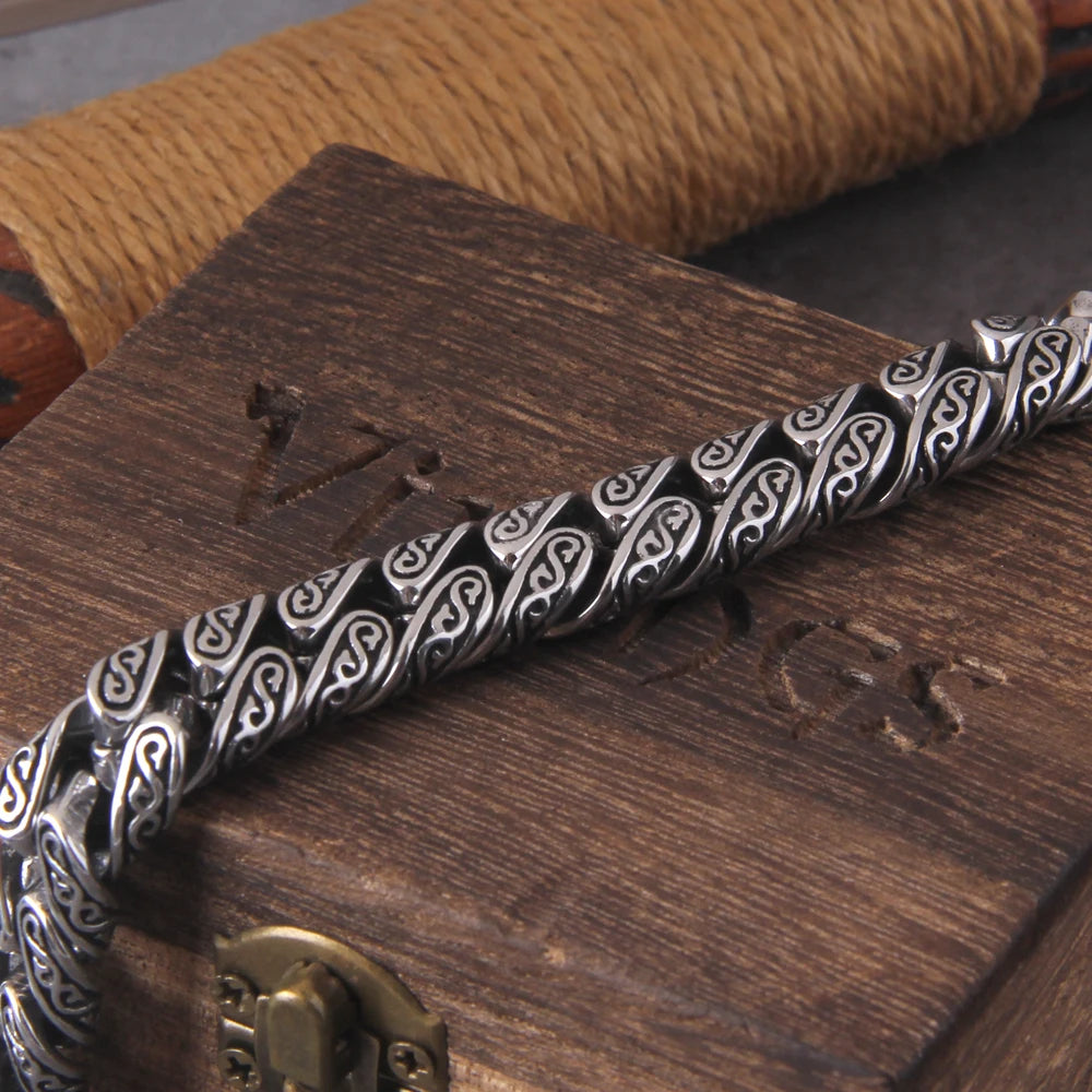 Man Bracelet Homme 12MM Wide Stainless Steel Curb Chain Charm Bracelets Hand Bands for Men Vintage Mens Jewellery Accessories