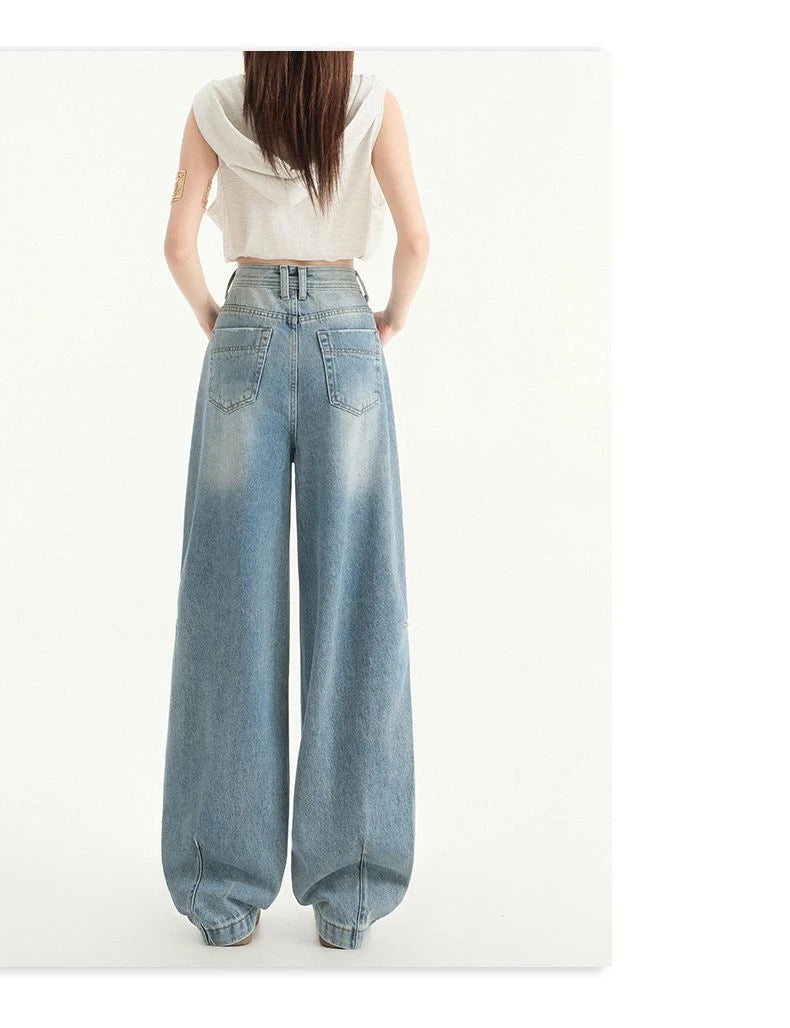 FINEWORDS Retro High Waist Casual Wide Leg Jeans Women Korean Streetwear Easymatch Jeans Easymatch Highstreet Baggy Jeans