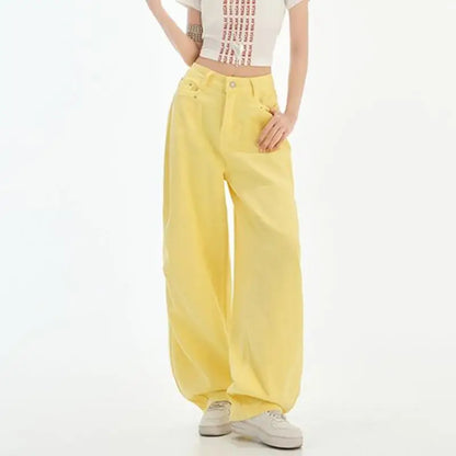 FINEWORDS Retro High Waist Casual Wide Leg Jeans Women Korean Streetwear Easymatch Jeans Easymatch Highstreet Baggy Jeans