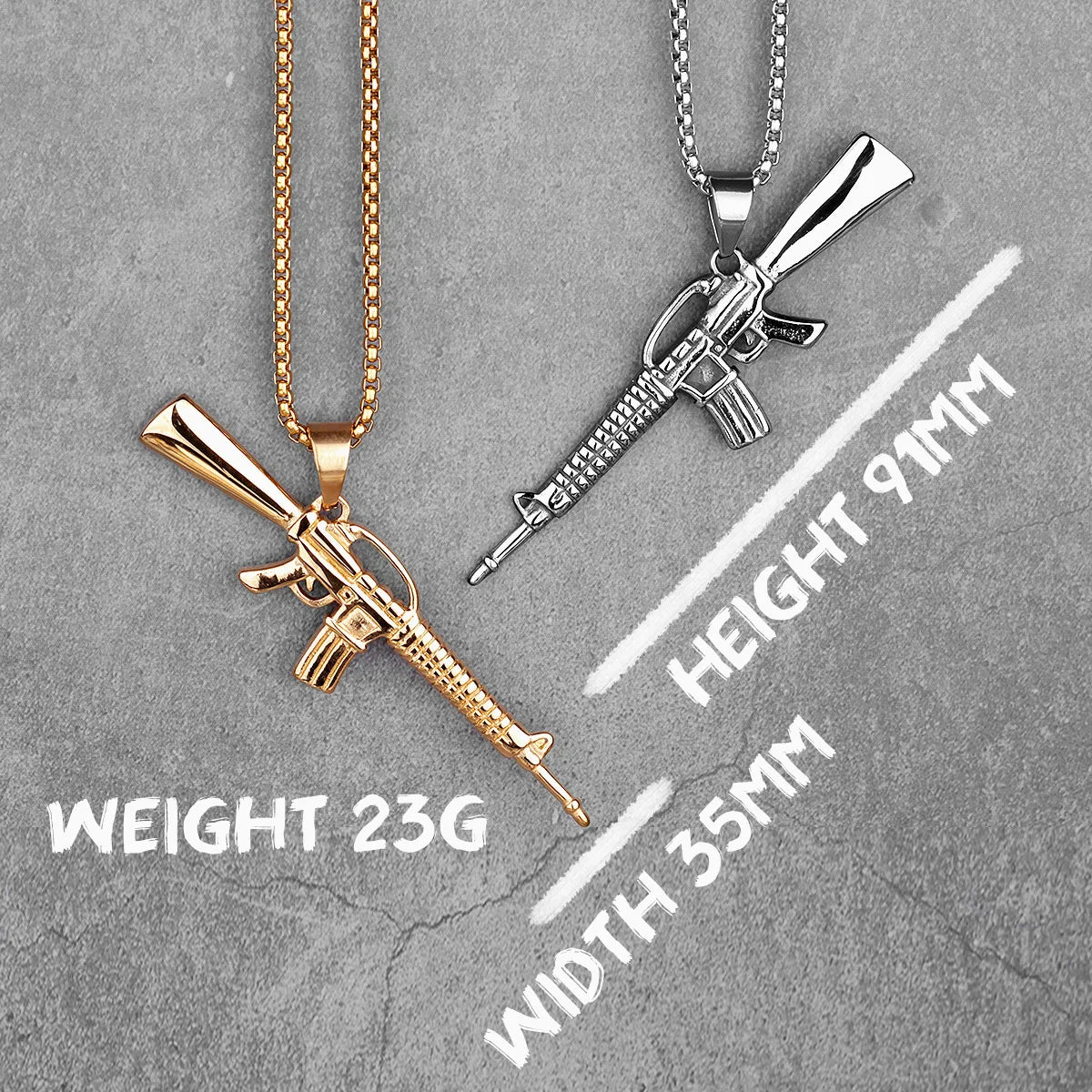 Machine Gun M16 Mens Long Necklaces Pendants Chain Punk Hip Hop for Boy Male Stainless Steel Jewelry Creativity Gift Wholesale