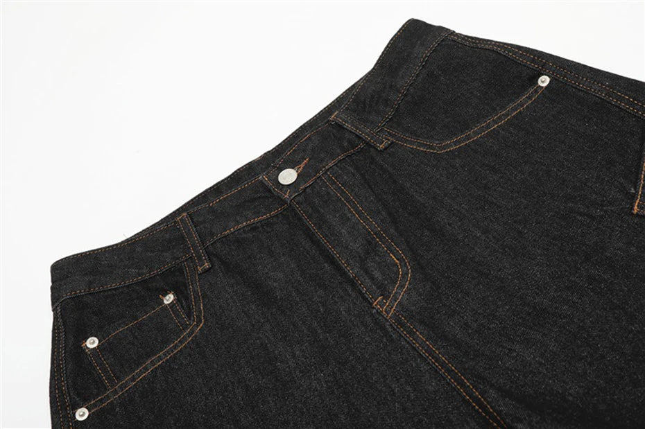 Wide Leg Baggy Jeans Side Pocket Loose Denim Pants Men Streetwear Harajuku Hip Hop Jeans