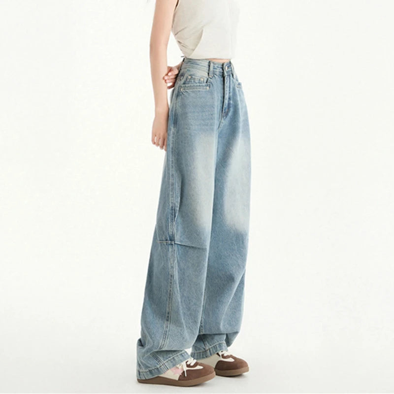 FINEWORDS Retro High Waist Casual Wide Leg Jeans Women Korean Streetwear Easymatch Jeans Easymatch Highstreet Baggy Jeans