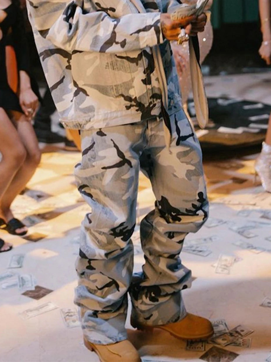 Camouflage Baggy Jeans Men Wide Leg Loose Casual Denim Pants Streetwear Harajuku Hip Hop Jeans Trousers