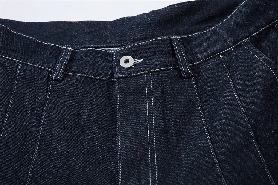 Pleated Baggy Jeans Men Loose Wide Leg Jeans Trousers Streetwear Harajuku Hip Hop Jeans Denim Pants