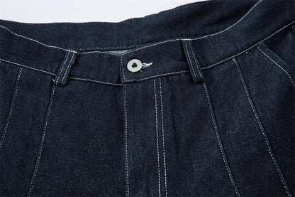 Pleated Baggy Jeans Men Loose Wide Leg Jeans Trousers Streetwear Harajuku Hip Hop Jeans Denim Pants